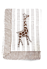India CLEARANCE Block Printed Kantha Throw, India.  Giraffe