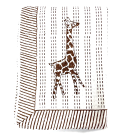 India CLEARANCE Giraffe Block Printed Kantha Throw, India
