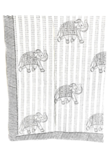 India CLEARANCE Block Printed Kantha Throw, India.  Elephant