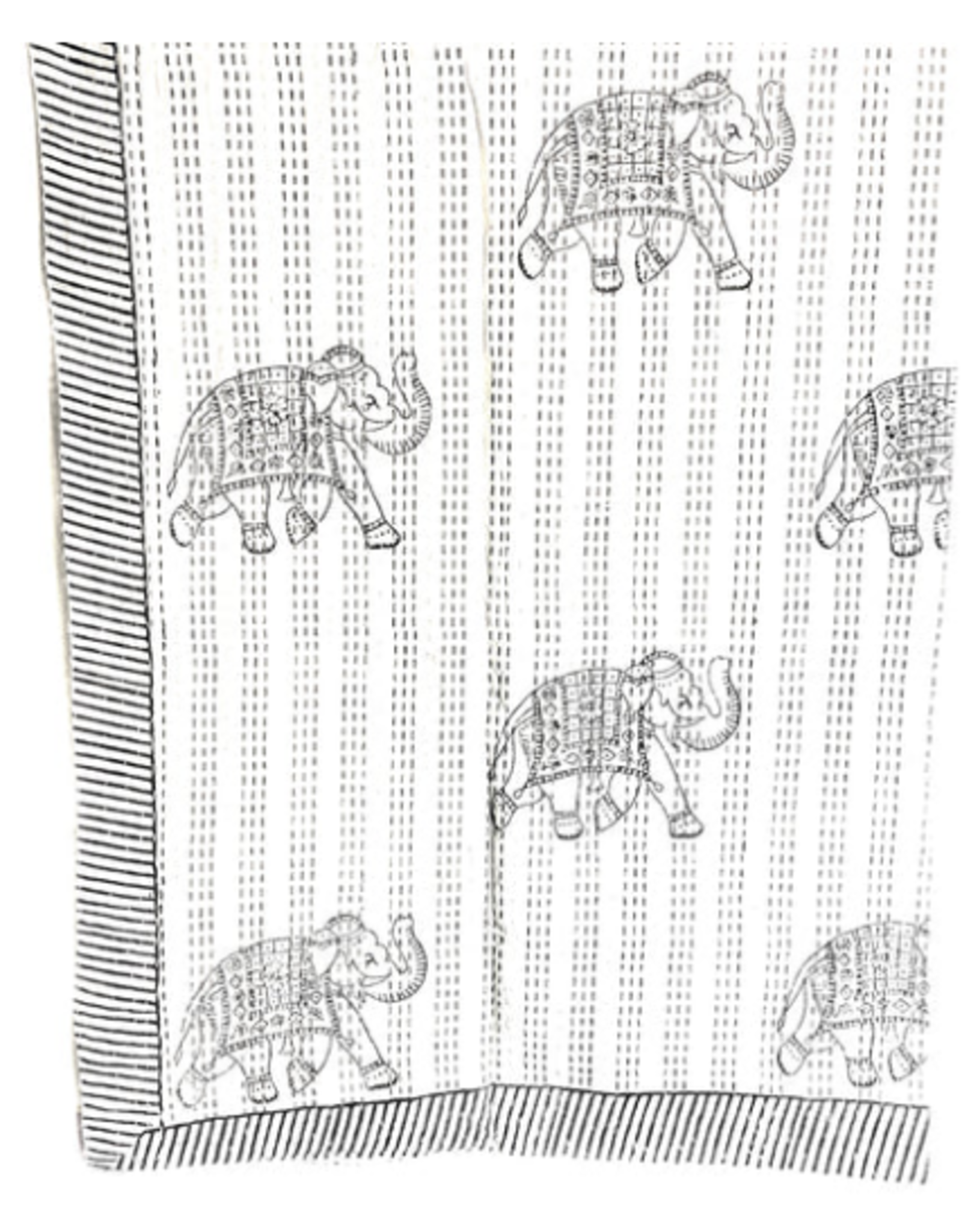 India CLEARANCE Elephant Block Printed Kantha Throw, India