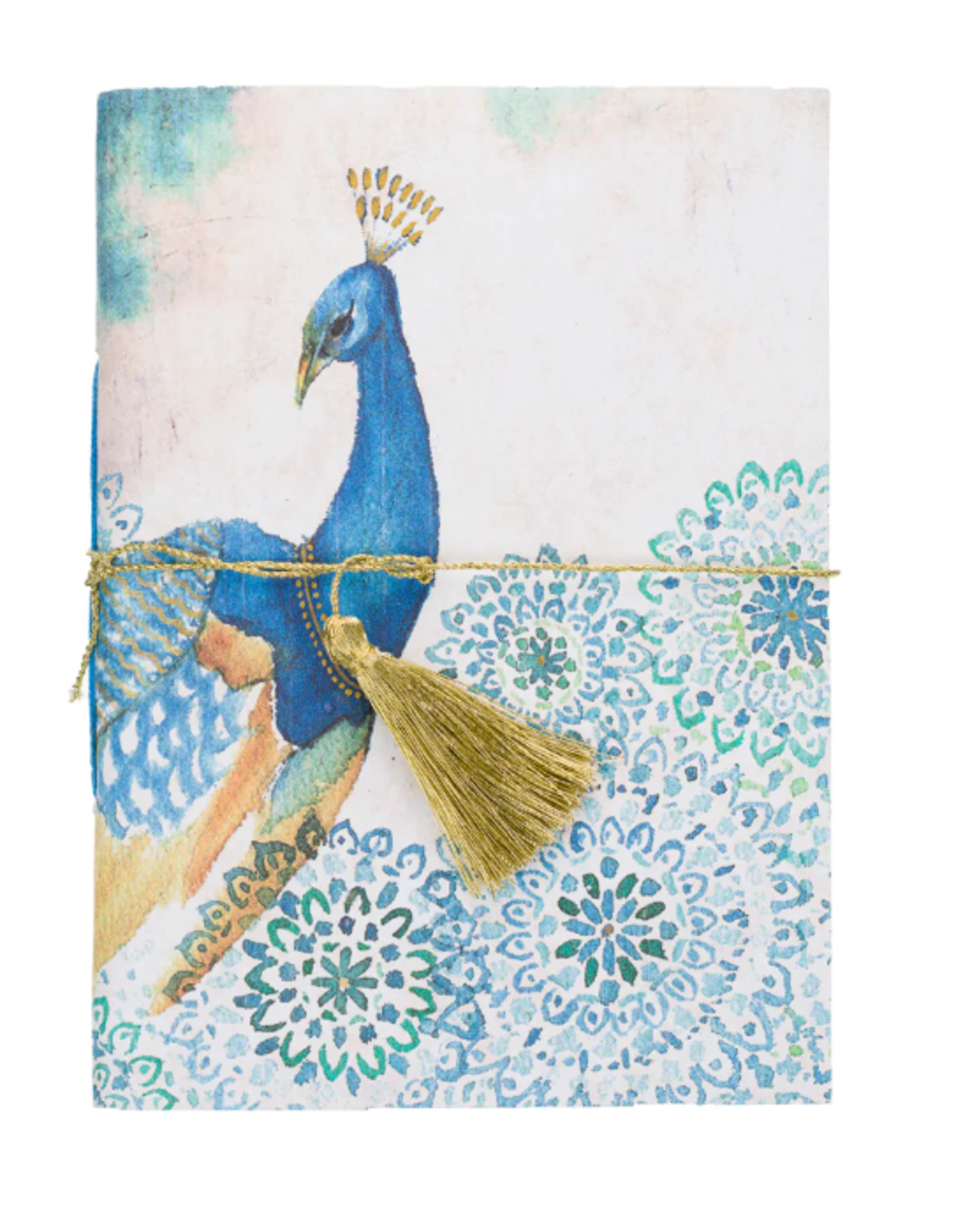 India Saraswati Recycled Paper Hand Painted Journal - Peacock, India