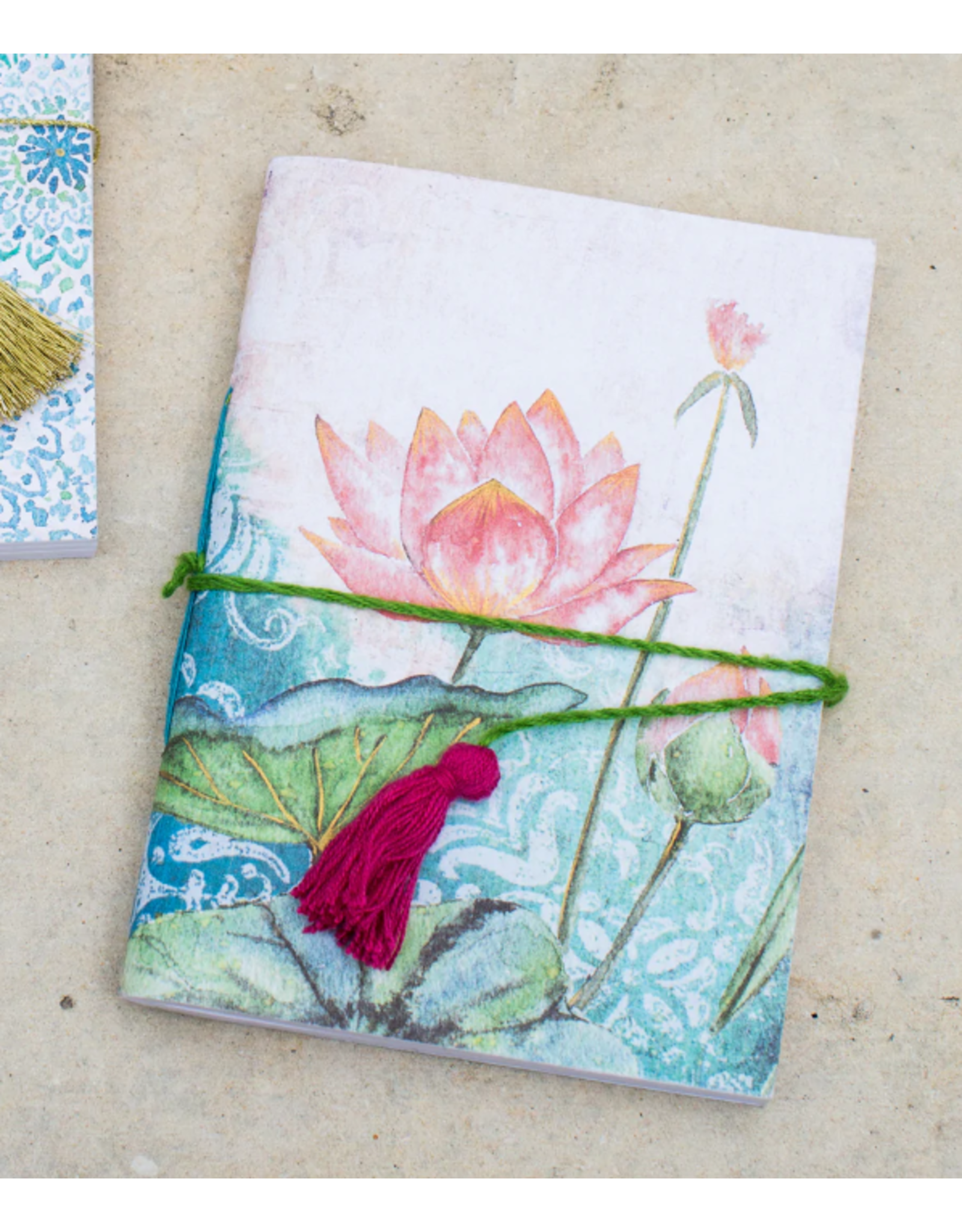 India Saraswati Recycled Paper Hand Painted Journal - Lotus, India