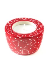 Kenya Much Love Red Soapstone Tea Light Candle Holder, Kenya