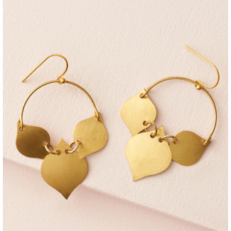 India Earrings  - Chameli Drop w/ Gold Hoop & Leaves