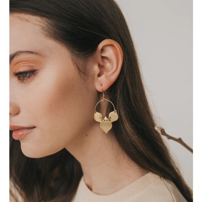 Chameli Drop Earrings w/ Gold Hoop & Leaves