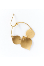 India Chameli Drop Earrings w/ Gold Hoop & Leaves, India