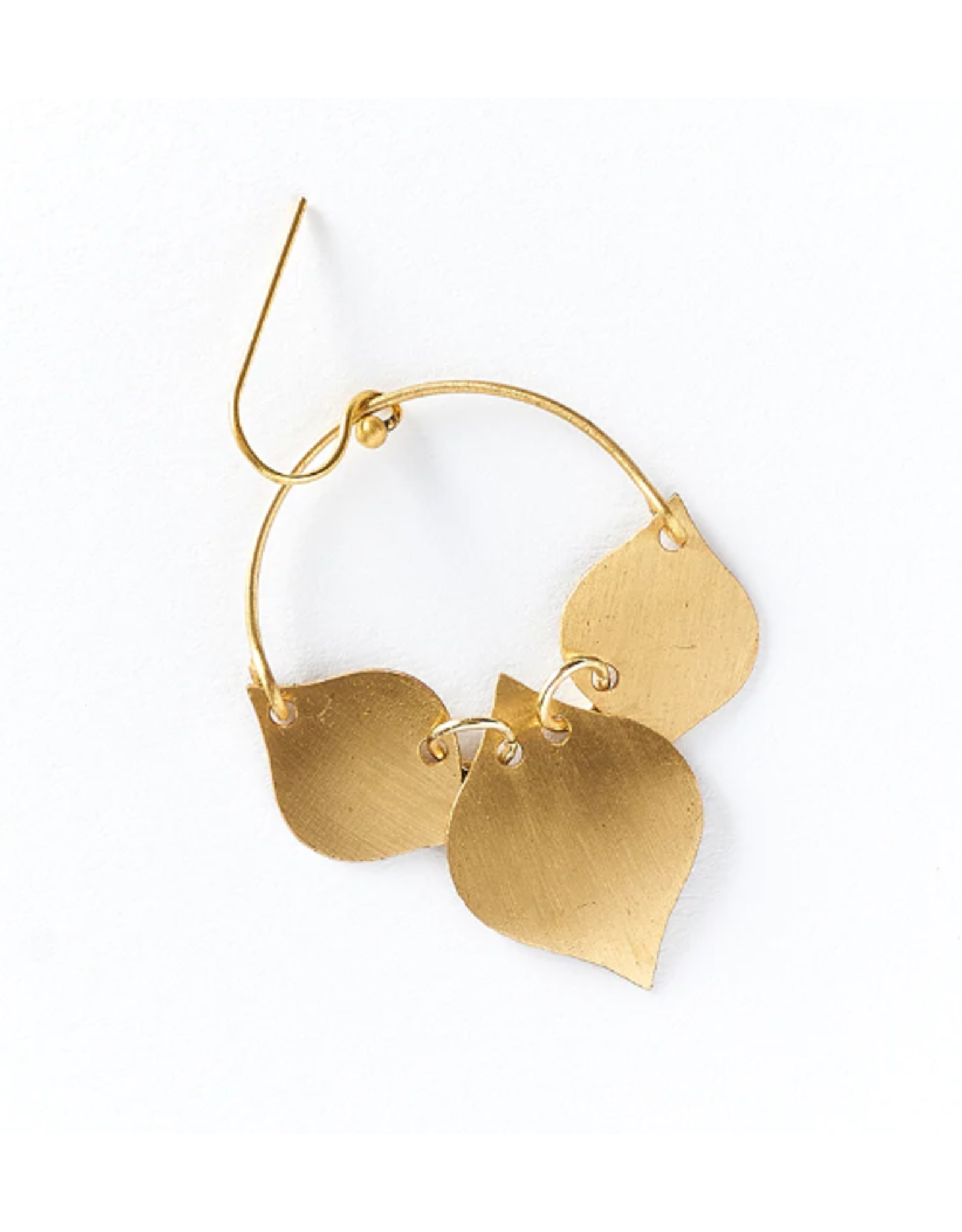 India Chameli Drop Earrings w/ Gold Hoop & Leaves, India