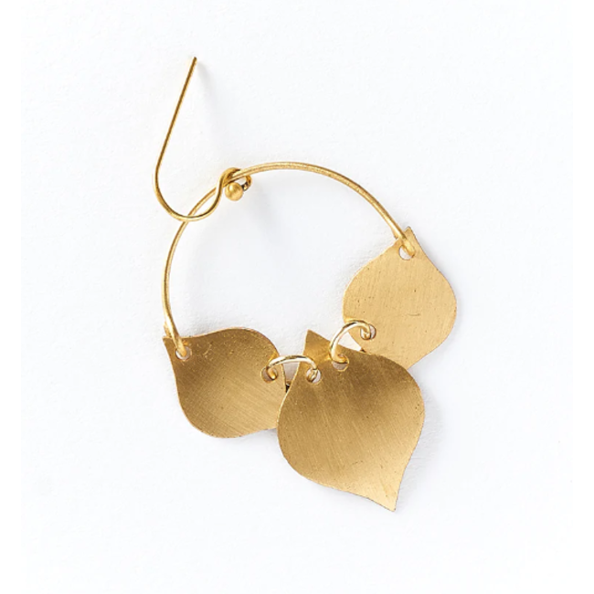 Chameli Drop Earrings w/ Gold Hoop & Leaves