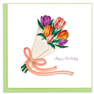 Vietnam Quilled Card - Happy Birthday Tulip Bouquet Vietnam Quilled Card - Happy Birthday Tulip Bouquet