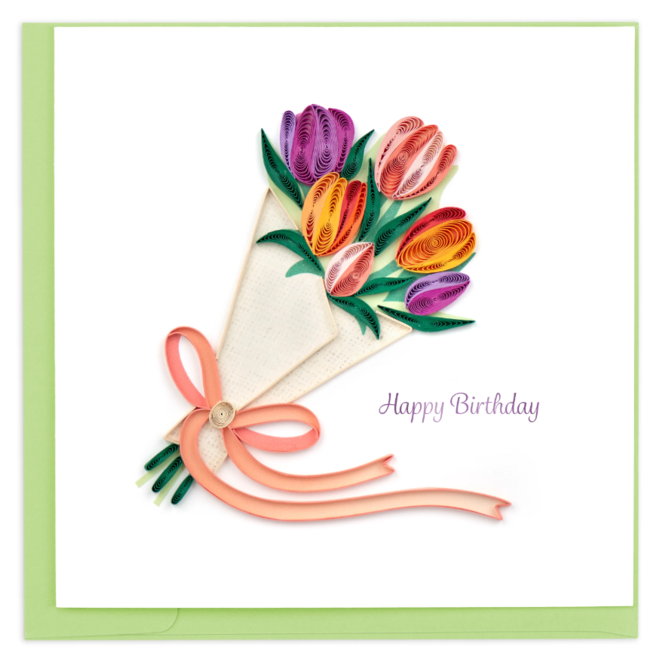 Quilled Card - Happy Birthday Tulip Bouquet