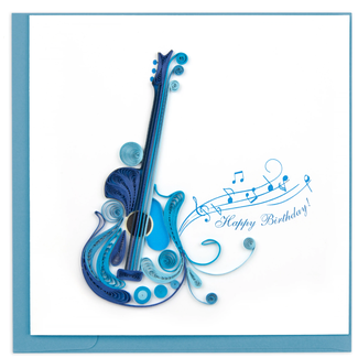 Vietnam Quilling Card - Birthday Blue Guitar