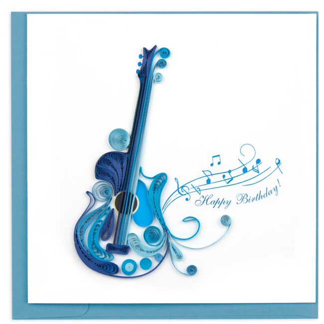 Quilled Card - Birthday Blue Guitar