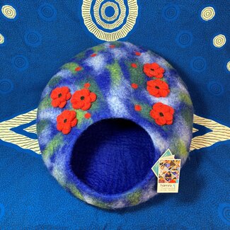 Nepal Felt Cat Cave - Blue Poppy Nepal Felt Cat Cave - Blue Poppy
