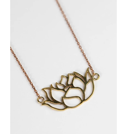 Cambodia CLEARANCE Graceful Lotus Recycled Bomb Casing Necklace, Cambodia