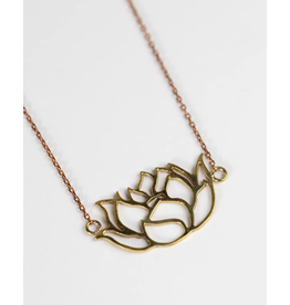 Cambodia Graceful Lotus Recycled Bomb Casing Necklace, Cambodia