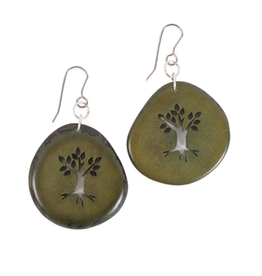 Colombia Tagua Tree Earrings, Colombia