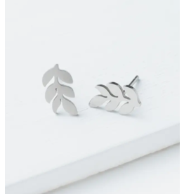 China Silver Rowen Leaf Studs, China