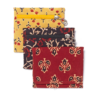 India Block Print Cloth Trifold Wallet