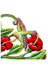Haiti CLEARANCE Hummingbirds & Hibiscus Painted Cut Metal, Haiti