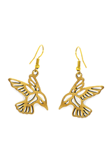 Mexico Tumbaga Gold Birds Drop Earrings, Mexico