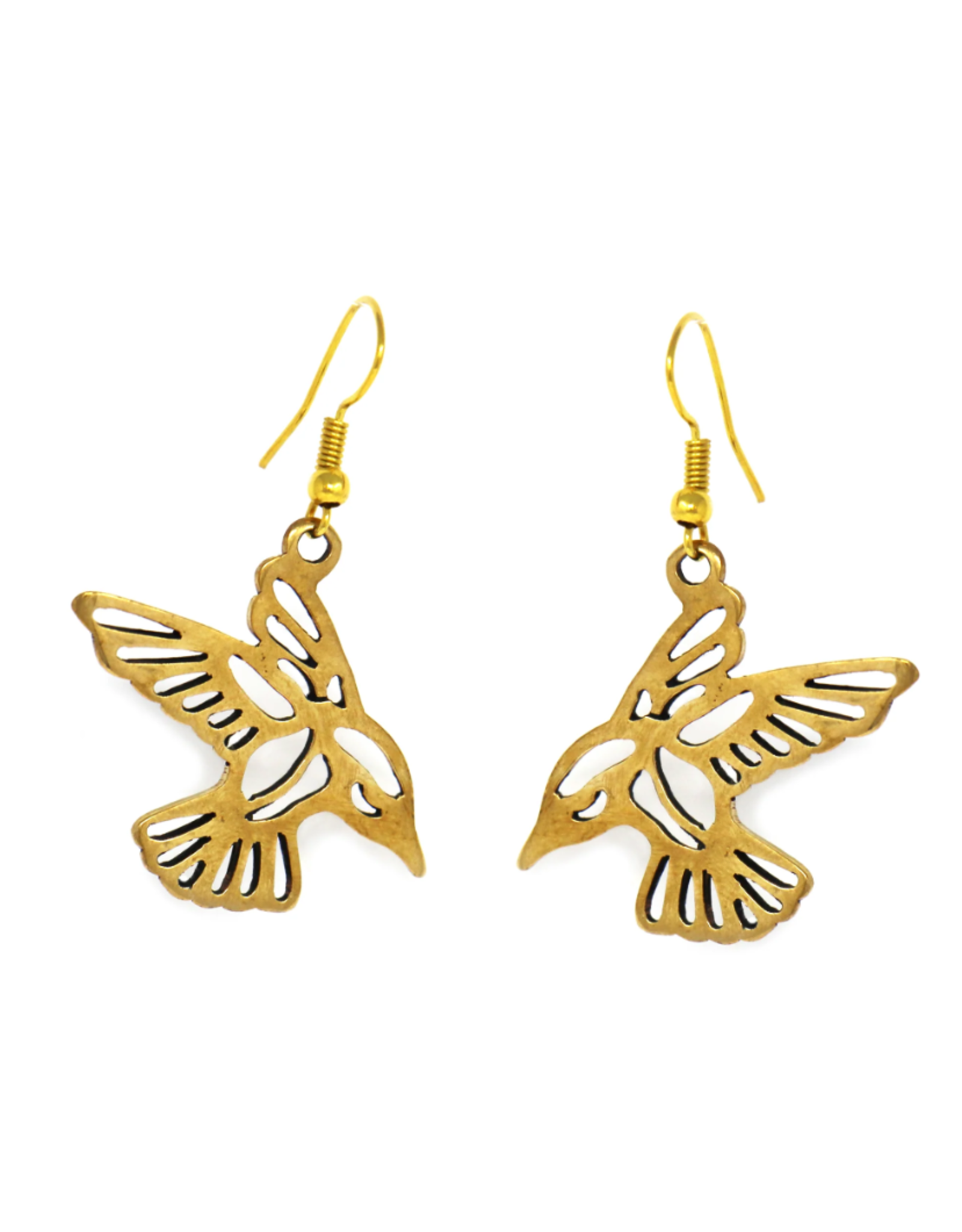 Mexico Tumbaga Gold Birds Drop Earrings, Mexico