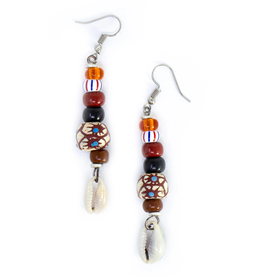 Kenya CLEARANCE Shell & Maasai Bead Earrings - Earth, Kenya