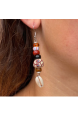 Kenya Shell & Maasai Bead Earrings (earth tones), Kenya
