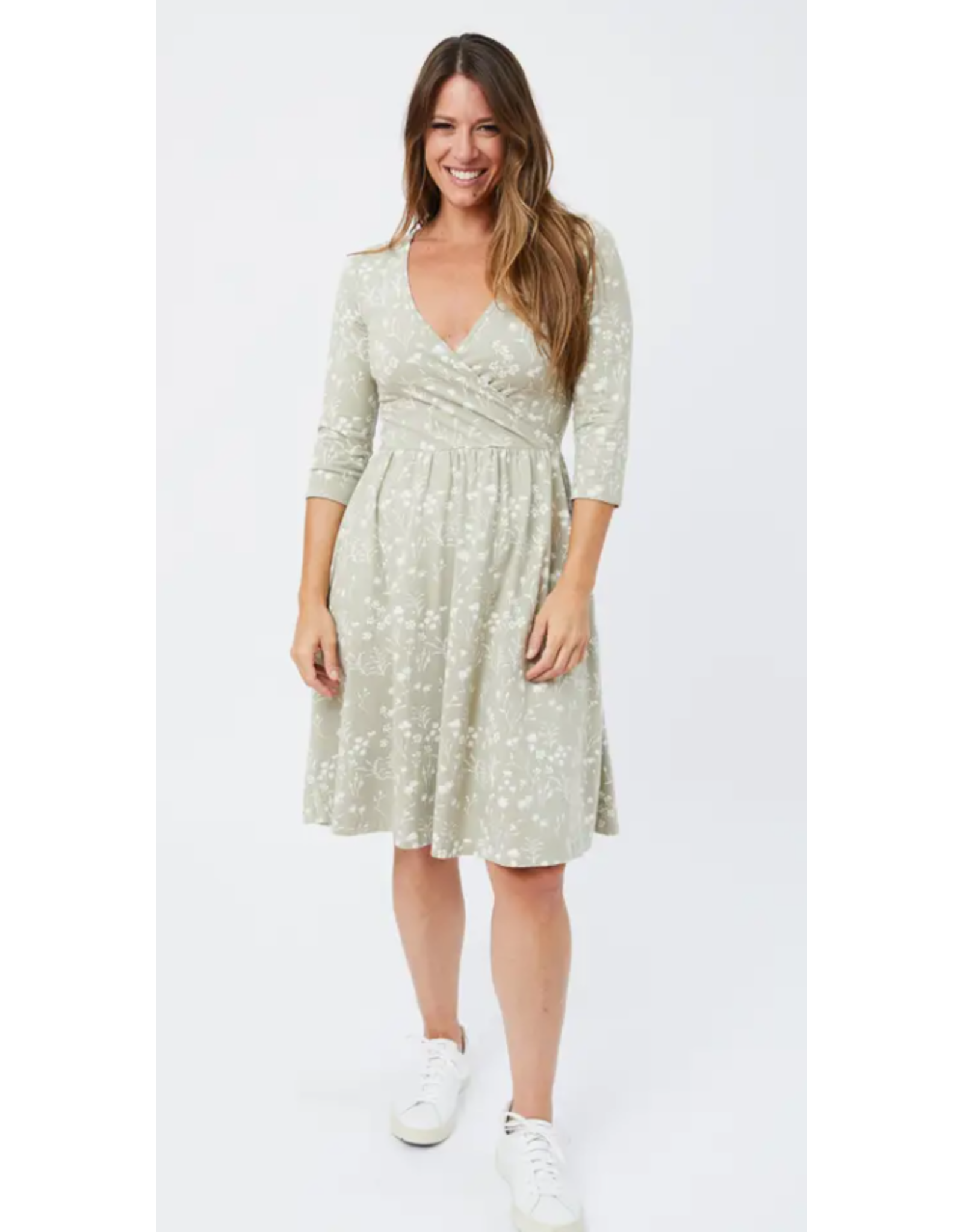 India Callie Wrap Dress in Field Taupe, India