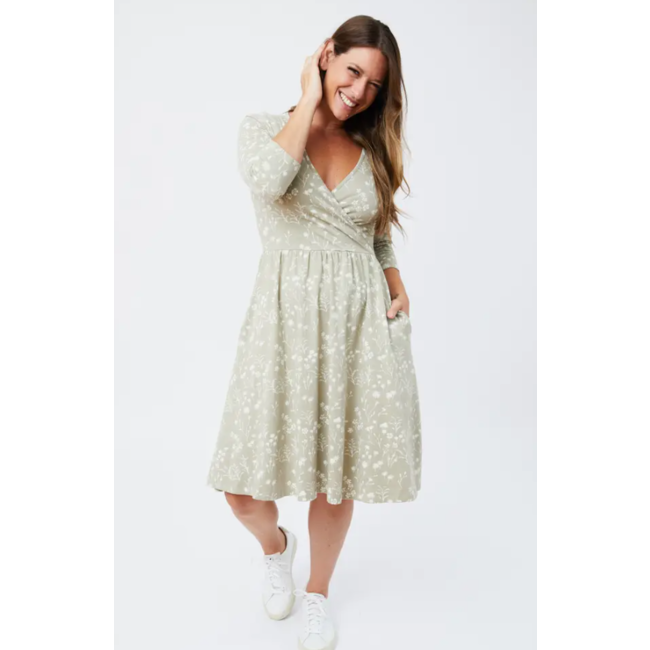 CLEARANCE Callie Wrap Dress in Field Taupe