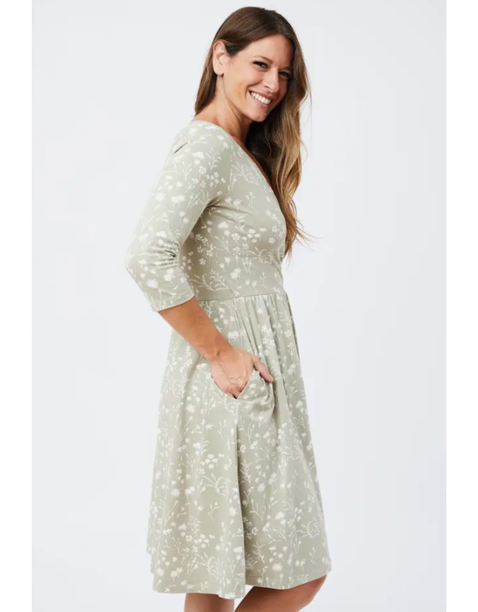 India Callie Wrap Dress in Field Taupe, India