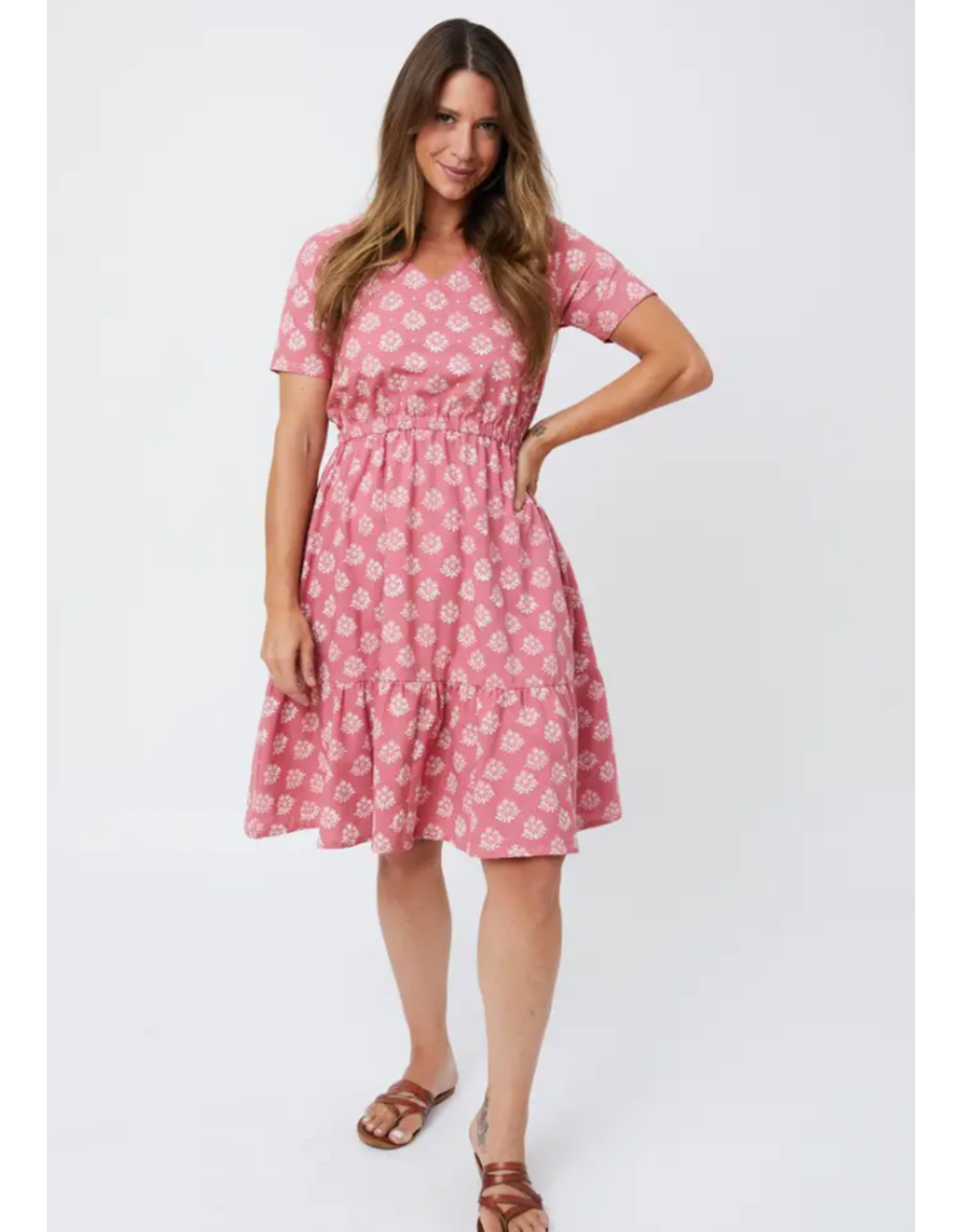 India Lydia Dress in Rose Floral Stamp, India