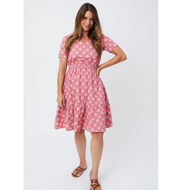 India Lydia Dress in Rose Floral Stamp, India