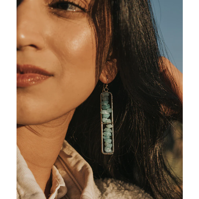 Rajiyah Amazonite Linear Drop Earrings