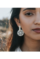 India Charu Bone Lace & Brass Bar Drop Earrings, India