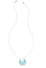 India CLEARANCE Rajiyah Amazonite Silver Crescent Pendant Necklace, India