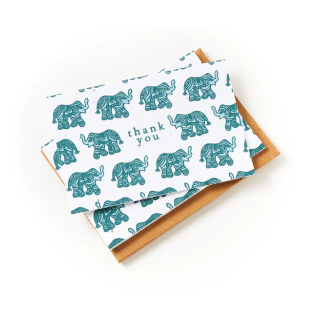 Basil Seed Plantable Note Card - Thank You w/ Elephants