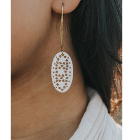 India Charu Bone Lace & Brass Long Drop Earrings, India
