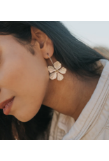 India Sayuri Silver Drop Earrings w/ Flower Charm, India