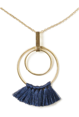 India CLEARANCE Danu Drop Necklace w/ Navy Tassels, India