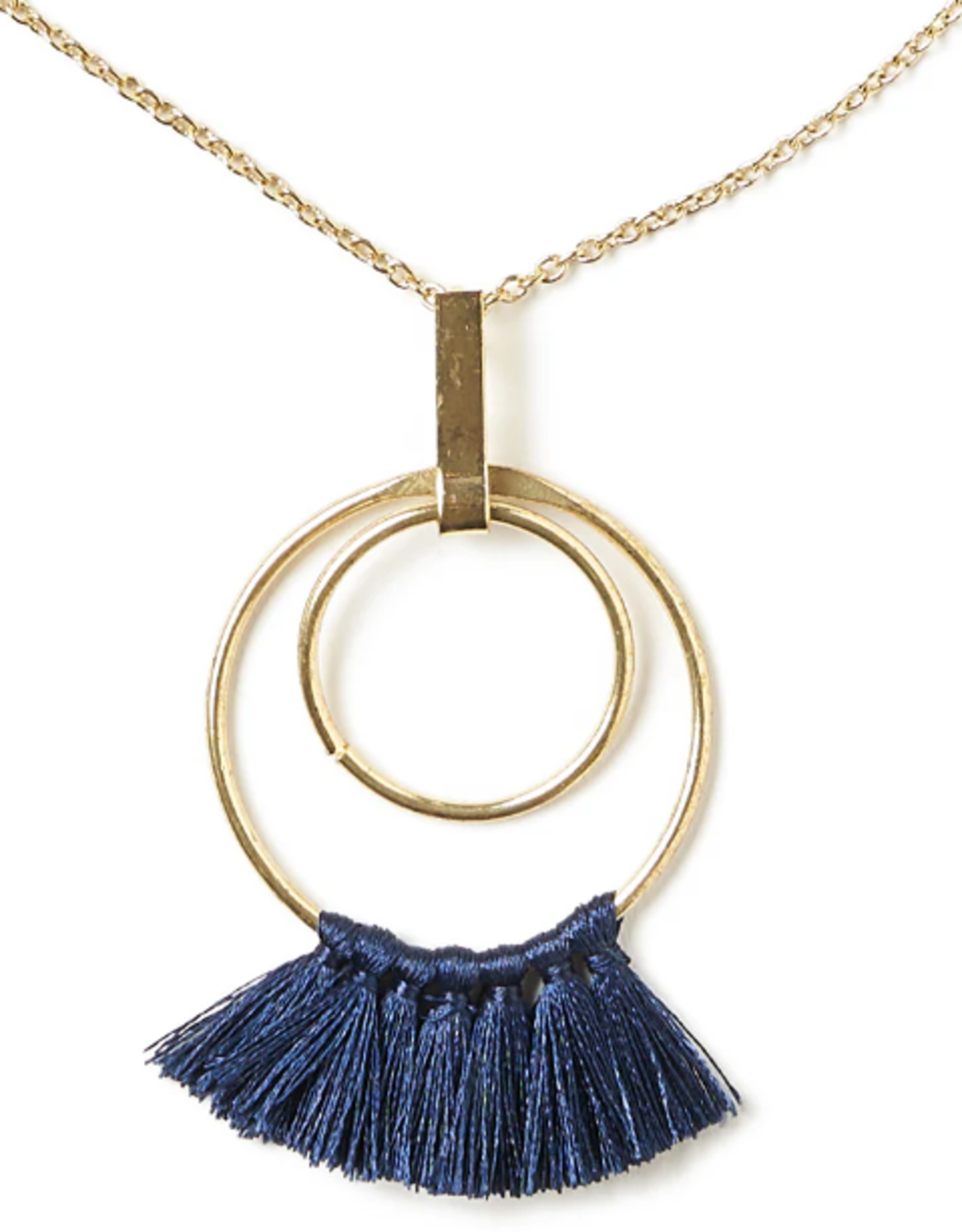 India CLEARANCE Danu Drop Necklace w/ Navy Tassels, India