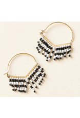 India Kalapriya Black & White Stripe on Gold Hoop Earrings, India