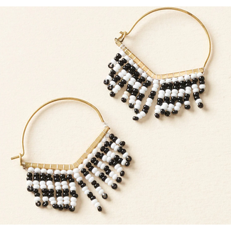 India Kalapriya Black & White Stripe on Gold Hoop Earrings India Kalapriya Black & White Stripe on Gold Hoop Earrings