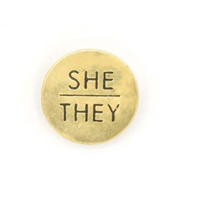 CLEARANCE Brass Pin Pronoun