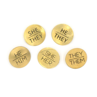 India Brass Pronoun Pins