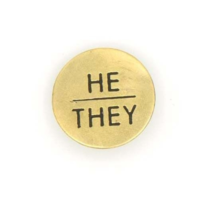 CLEARANCE Brass Pin Pronoun