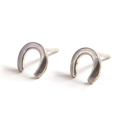 India Waning Crescent Sterling Silver Stud Earrings, India