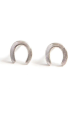 India Waning Crescent Sterling Silver Stud Earrings, India