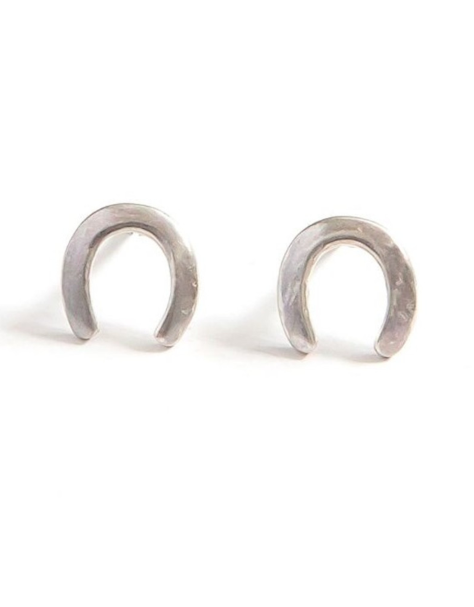 India Waning Crescent Sterling Silver Stud Earrings, India