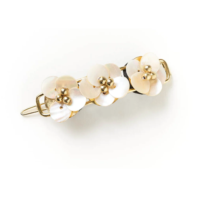 Aiyana Flowers Barrette Hair Clip - Mother of Pearl