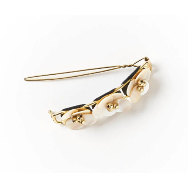 Aiyana Flowers Barrette Hair Clip - Mother of Pearl